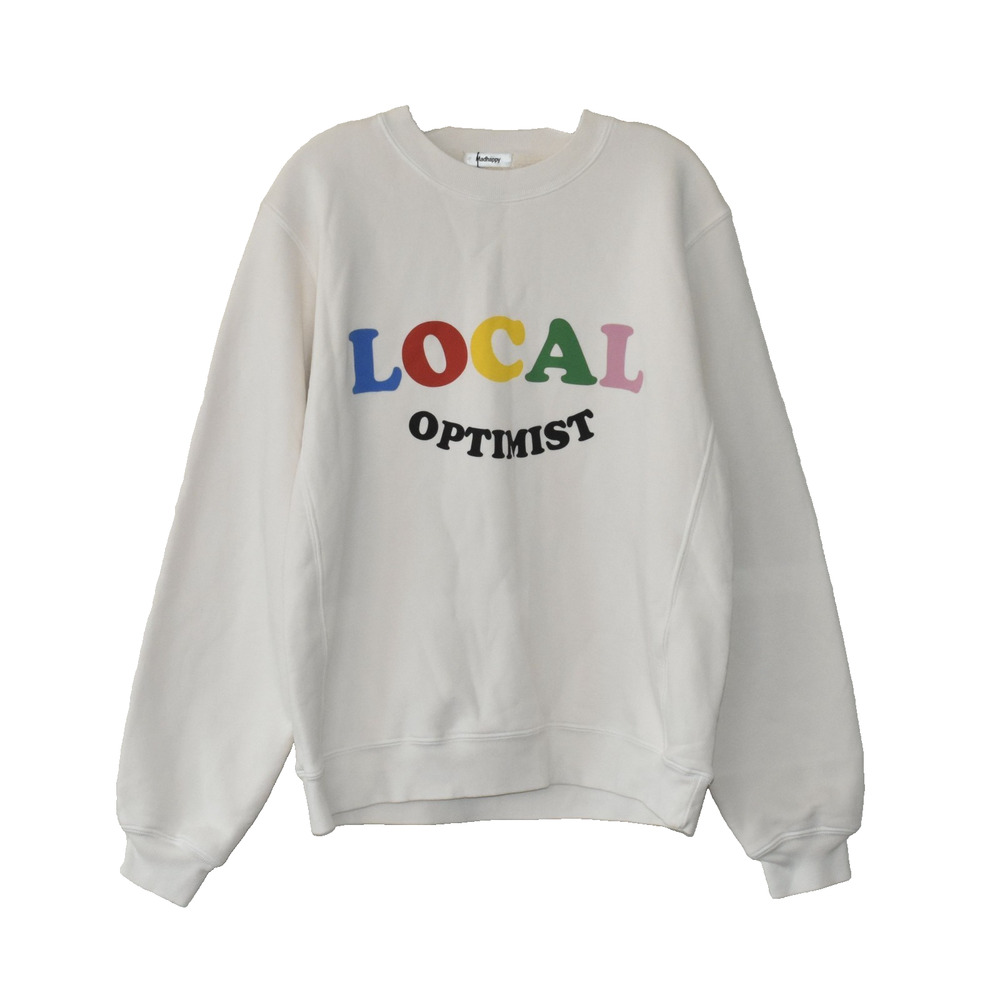 B2 NWT MADHAPPY Antique White Local Optimist Fleece Crewneck Sweatshirt Size M